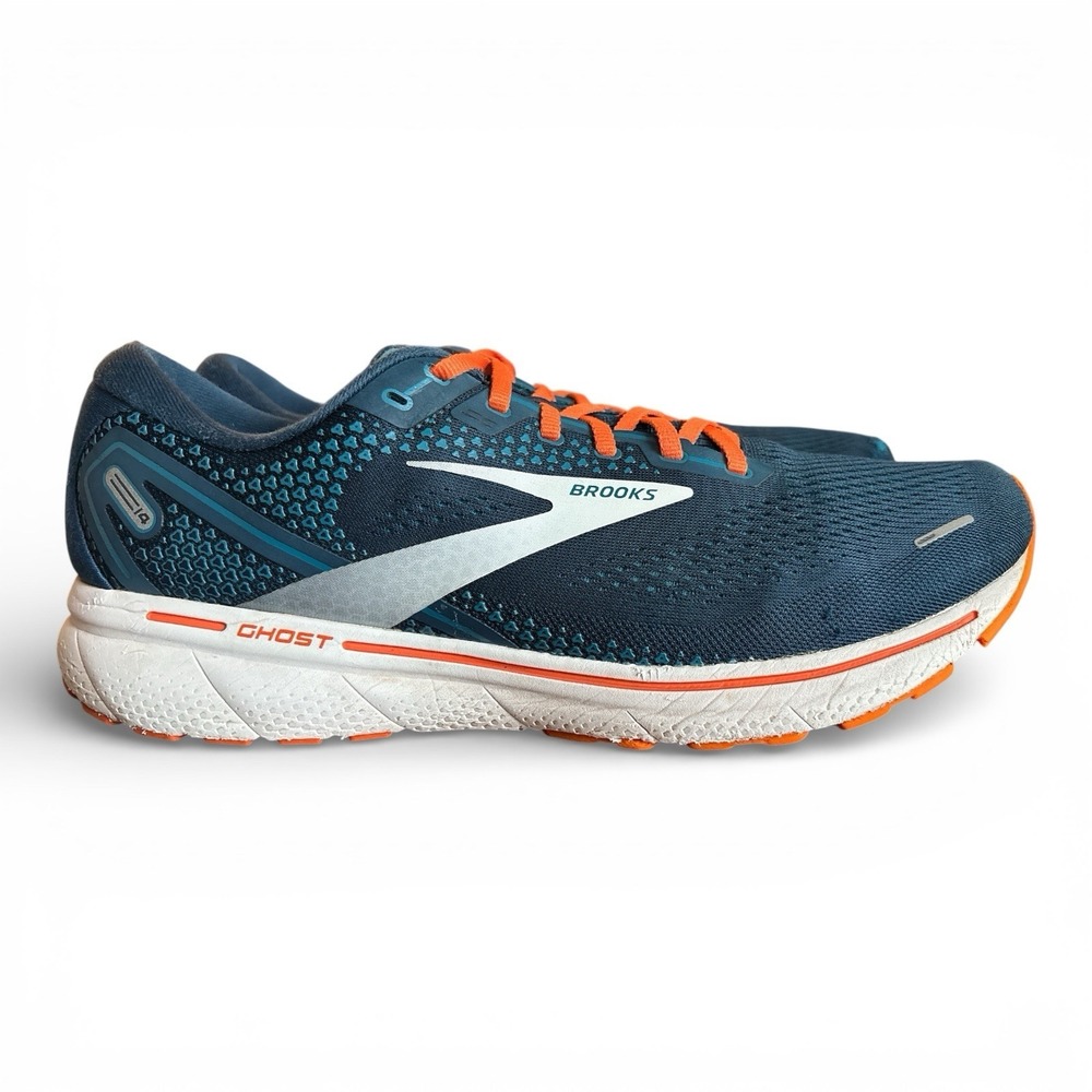Brooks Ghost 14 Running Shoes, Orange/Blue, Men's Size 14 - Picture 2 of 9